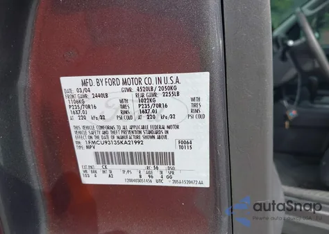 2005 Ford Escape Xlt из США, поврежденный, VIN 1FMCU93135KA21992